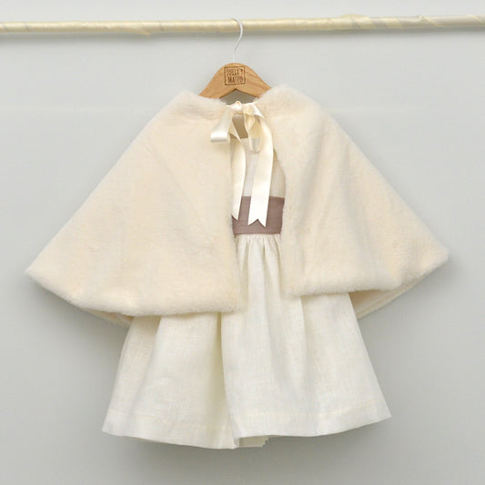 Capa Clara niña de Bautizo y Ceremonia con lazo de raso