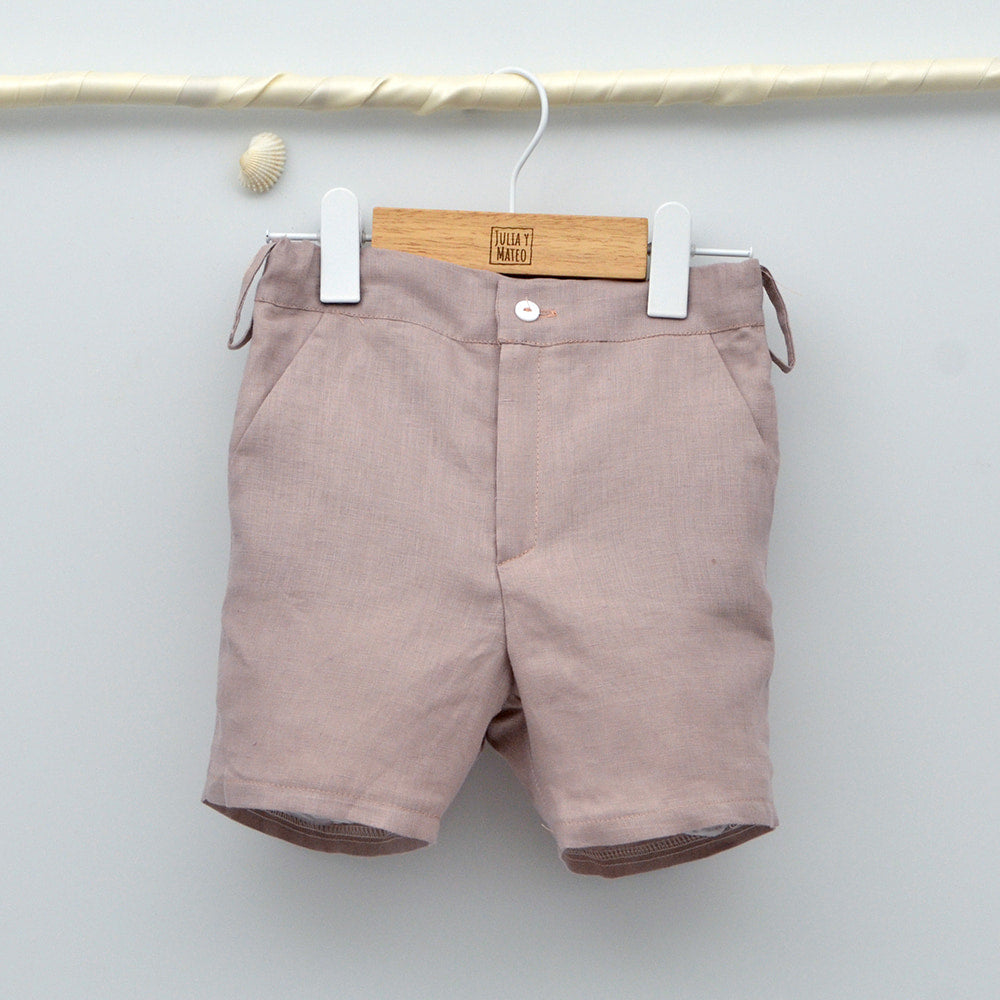 pantalon malva de niño para ceremonia y arras de lino