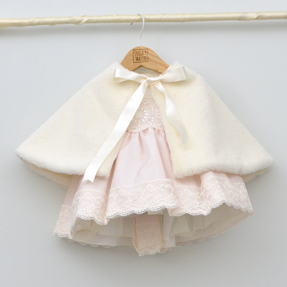 Capa Clara niña de Bautizo y Ceremonia con lazo de raso