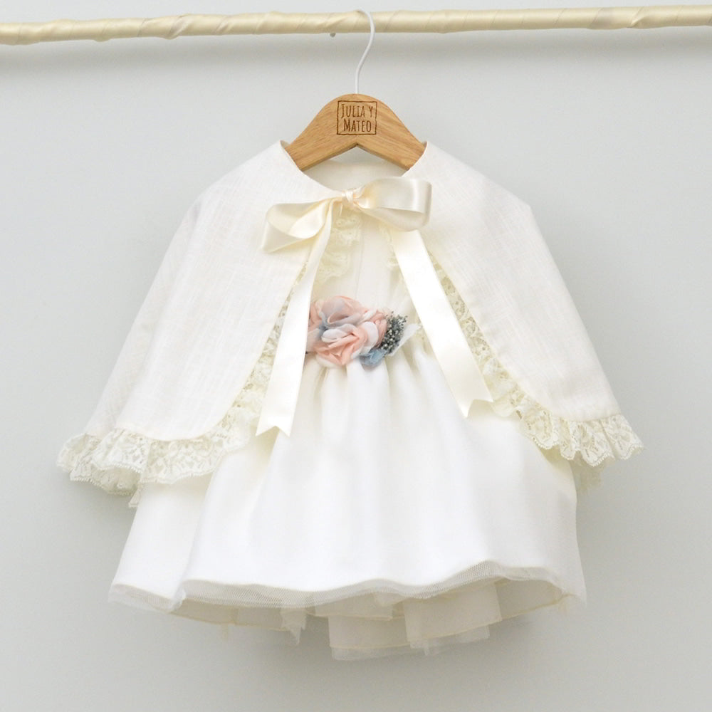 Vestido Tul bebé Santiago con adorno floral
