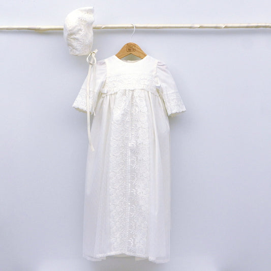 la mejor tienda online de faldones de bebes para Bautizo hecho en españa estilo clasico blanco roto
