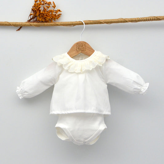 Body bebé camisa Abril con cuello bodoques