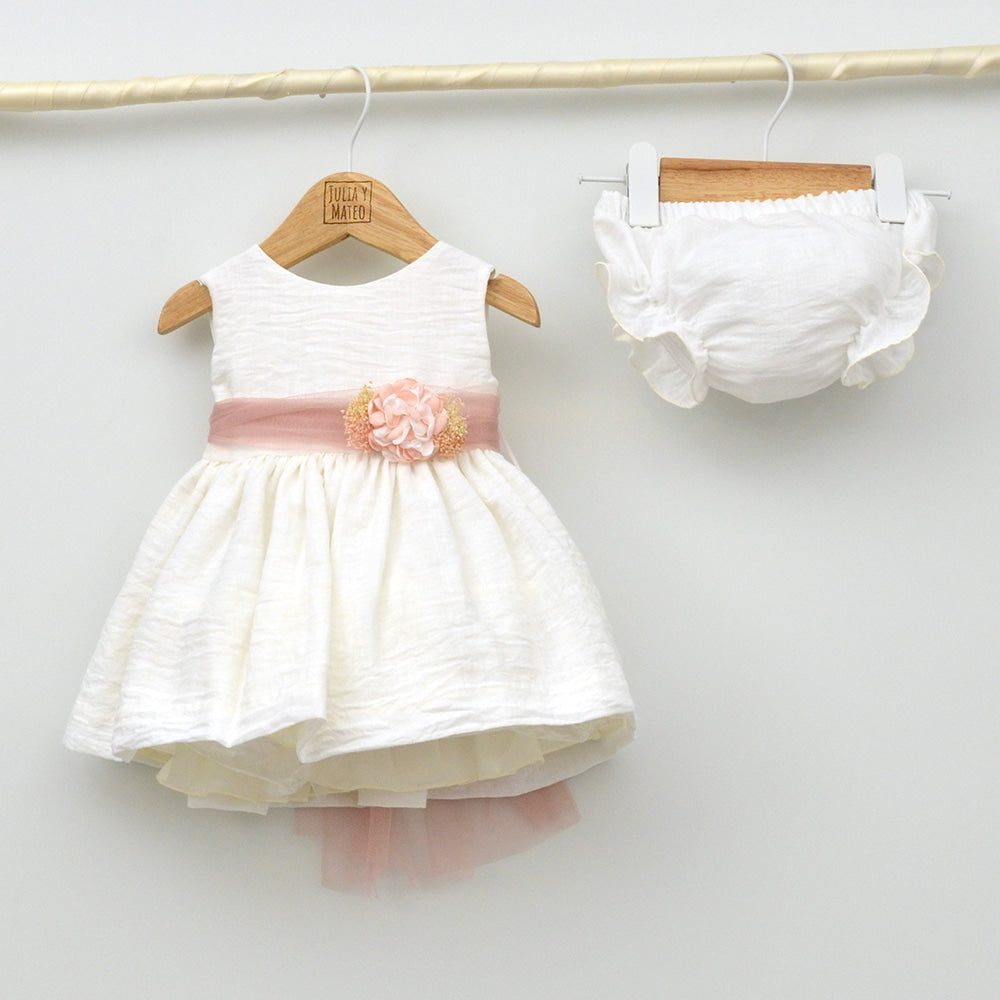 Vestido bebés bambula Nora con adorno floral