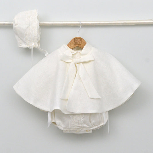 Capa Diego bebé de Bautizo y Ceremonia con lazo de lino