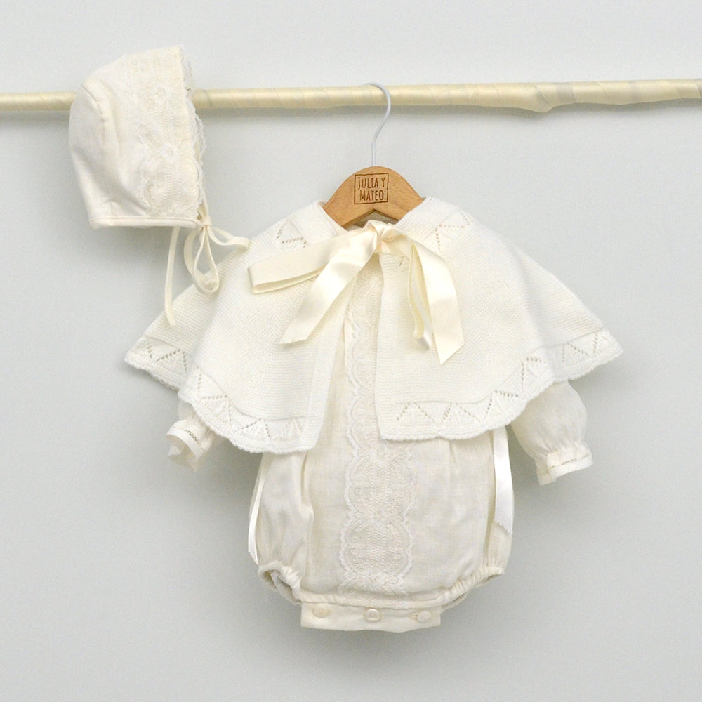 Pelele lino Diego Bautizo y Ceremonia con capota