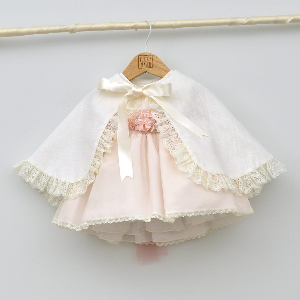 Vestido ceremonia niñas, arras, bodas rosa , fajin adorno floral, traje pajes hermanos iguales, primavera, verano, 3,6,9.12,18,24,36 meses, hecho en españa tienda online ropa vestir bebes