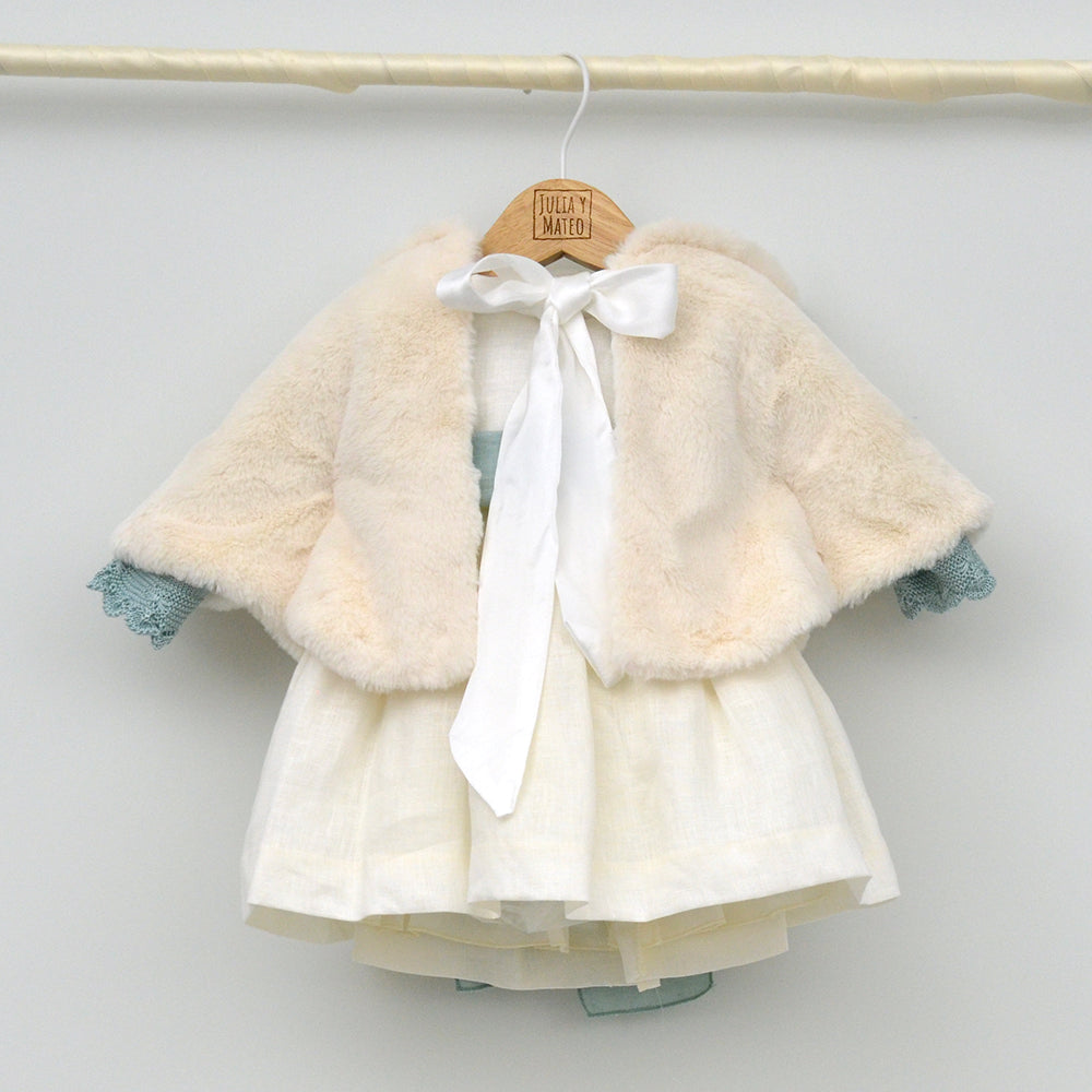 Vestido bebés lino Beatriz con adorno floral