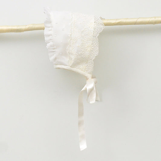 Capota María de Plumeti de Organza para Bautizo y Ceremonia con lazo de raso