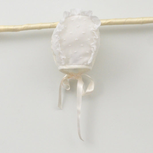 Capota María de Plumeti de Organza para Bautizo y Ceremonia con lazo de raso