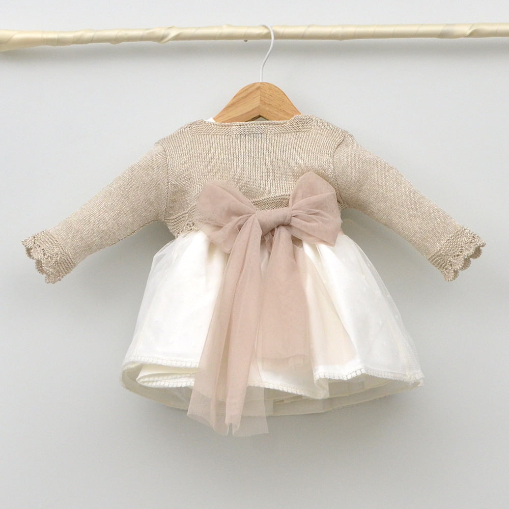 Vestido Tul niña plumeti Leo con adorno floral