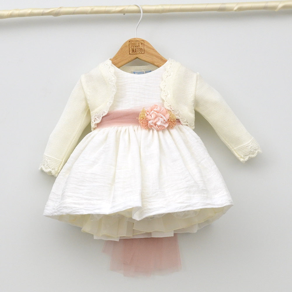 Vestido bebés bambula Nora con adorno floral