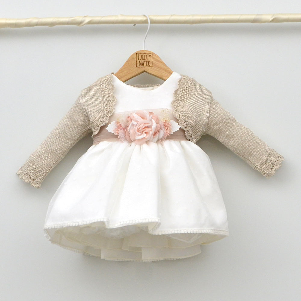 Vestido Tul niña plumeti Leo con adorno floral