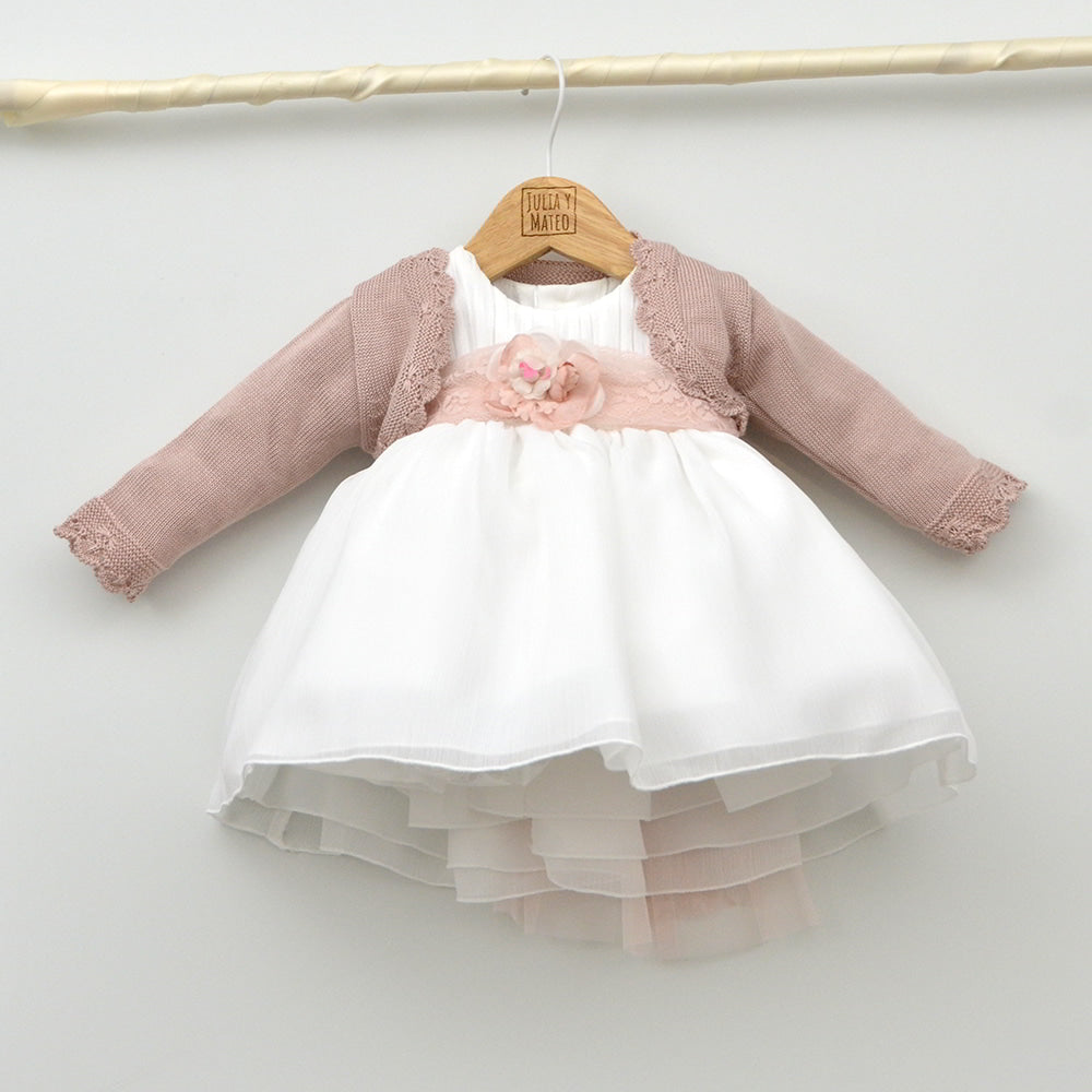 Vestido bebé bambula Amaya con adorno floral