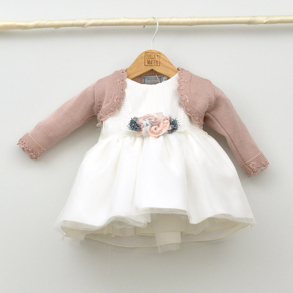 Vestido Tul bebé Santiago con adorno floral