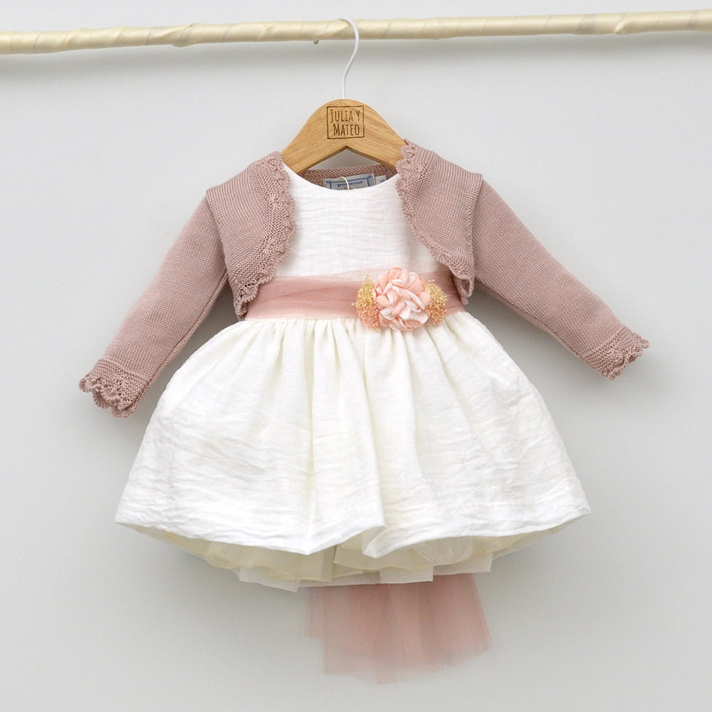 Vestido bebés bambula Nora con adorno floral