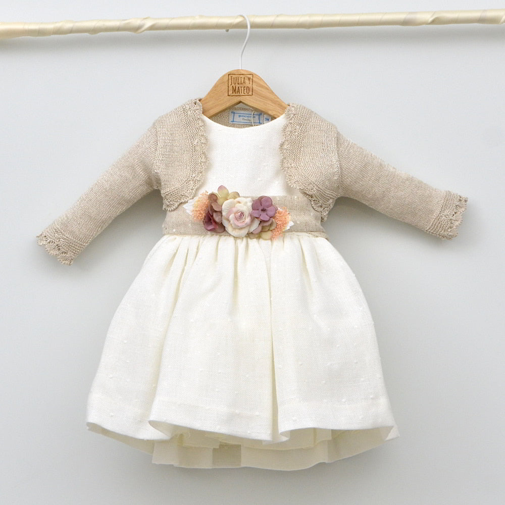 chaqueta ceremonia niña arena rebeca vestir bebes primavera verano arras bodas tienda online ropa clasica infantil