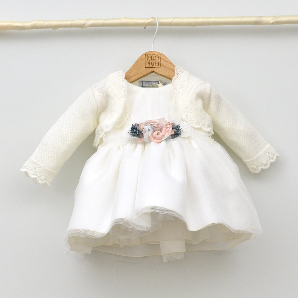 Vestido Tul bebé Santiago con adorno floral
