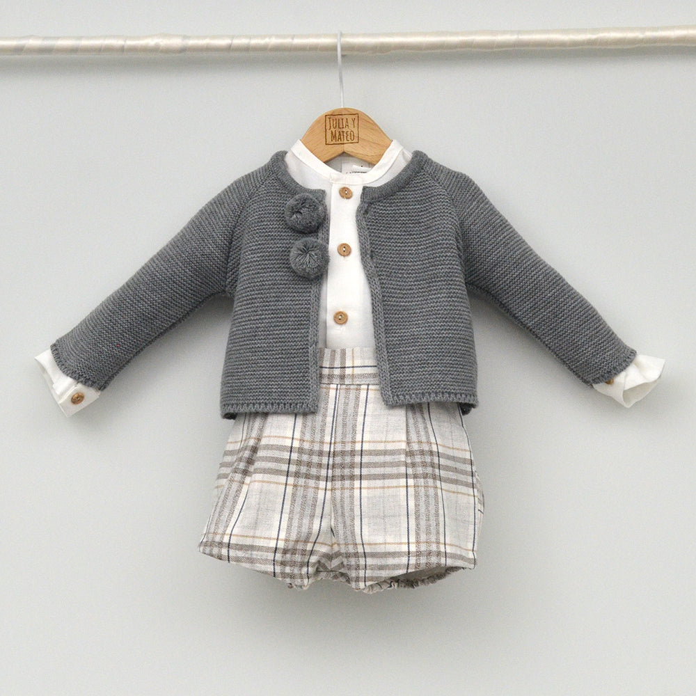 Conjunto vestir bebé con peto y camisa cuello Mao "Lucas"