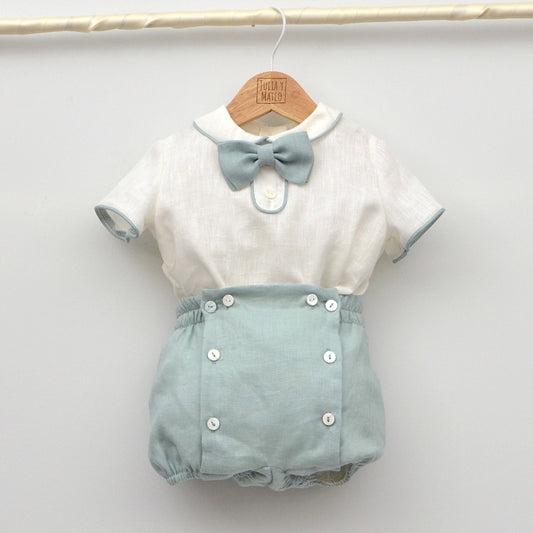Conjunto bebé lino Beatriz con pajarita