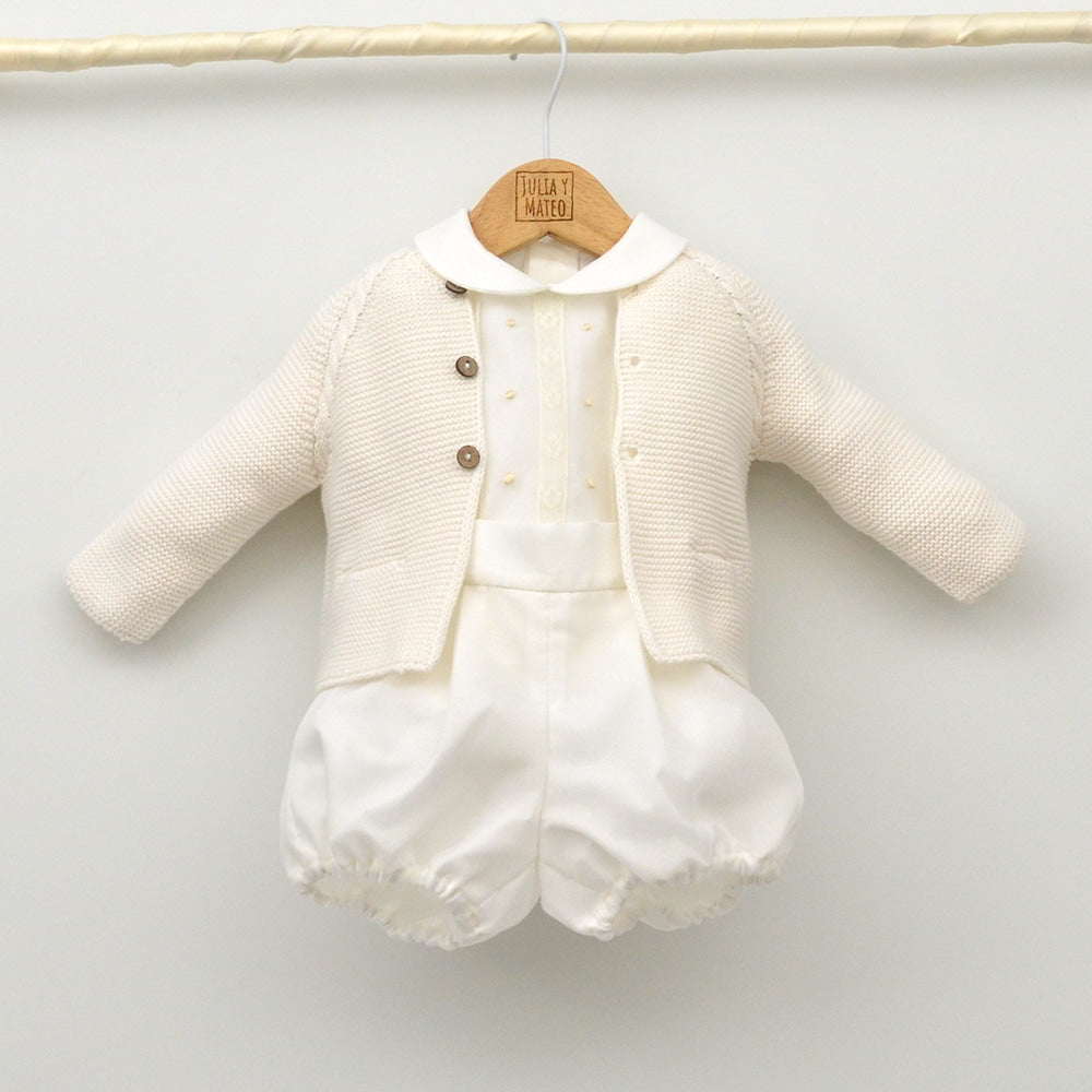 conjunto Bautizo niño organza traje bautismo clasico bebes 3,6,9,12,14,15,18,20,24, meses crudo blanco tienda online ropa vestir bebes calidad hecho en españa