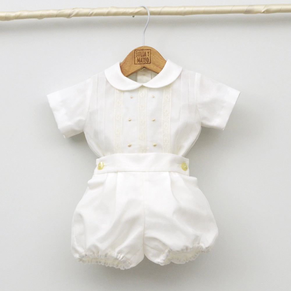 conjunto Bautizo niño organza traje bautismo clasico bebes 3,6,9,12,14,15,18,20,24, meses crudo blanco tienda online ropa vestir bebes calidad hecho en españa