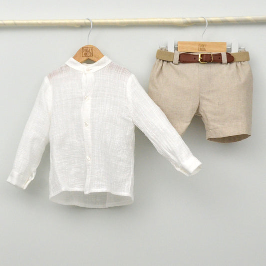 Conjunto Niño Capri con camisa y pantalón con cinturón