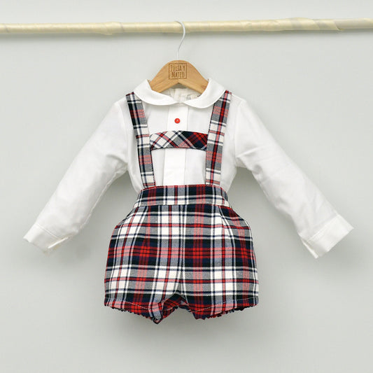 Conjunto bebé Noel con peto y camisa cuello bebé