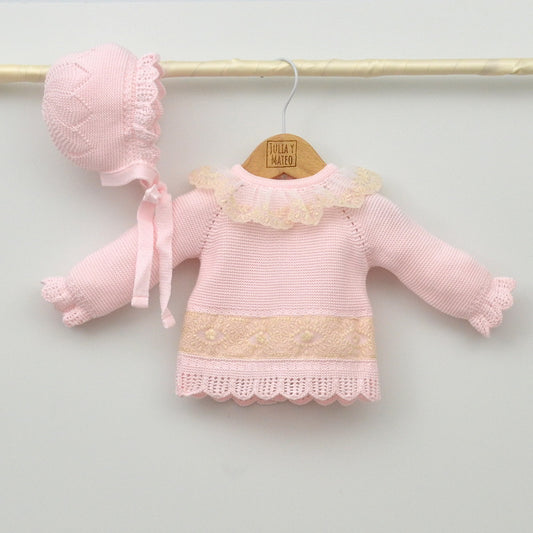 trajes hilo rosas niñas conjuntos perle clasicos niñas primeras puestas capota polaina tienda online canastillas bebes con encanto hechas en españa
