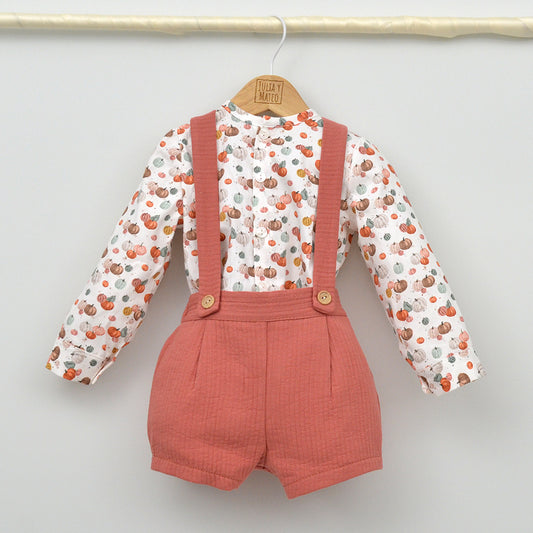 Conjunto bebé Lucas con peto y camisa cuello Mao