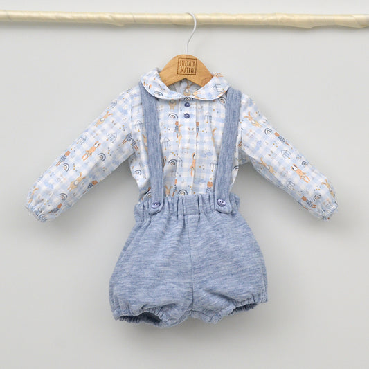 Conjunto bebé Leo con peto y camisa