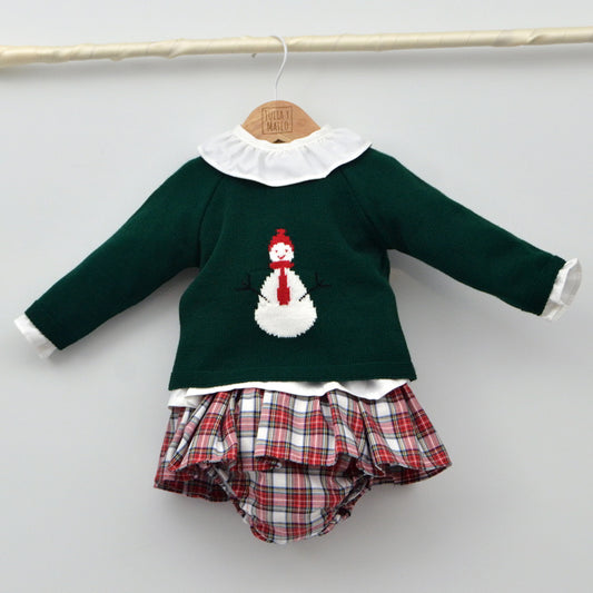 Conjunto bebé Noelia con falda, blusa y jersey