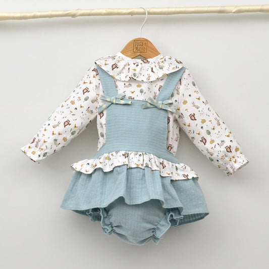 Conjunto bebé Emma con falda peto y blusita