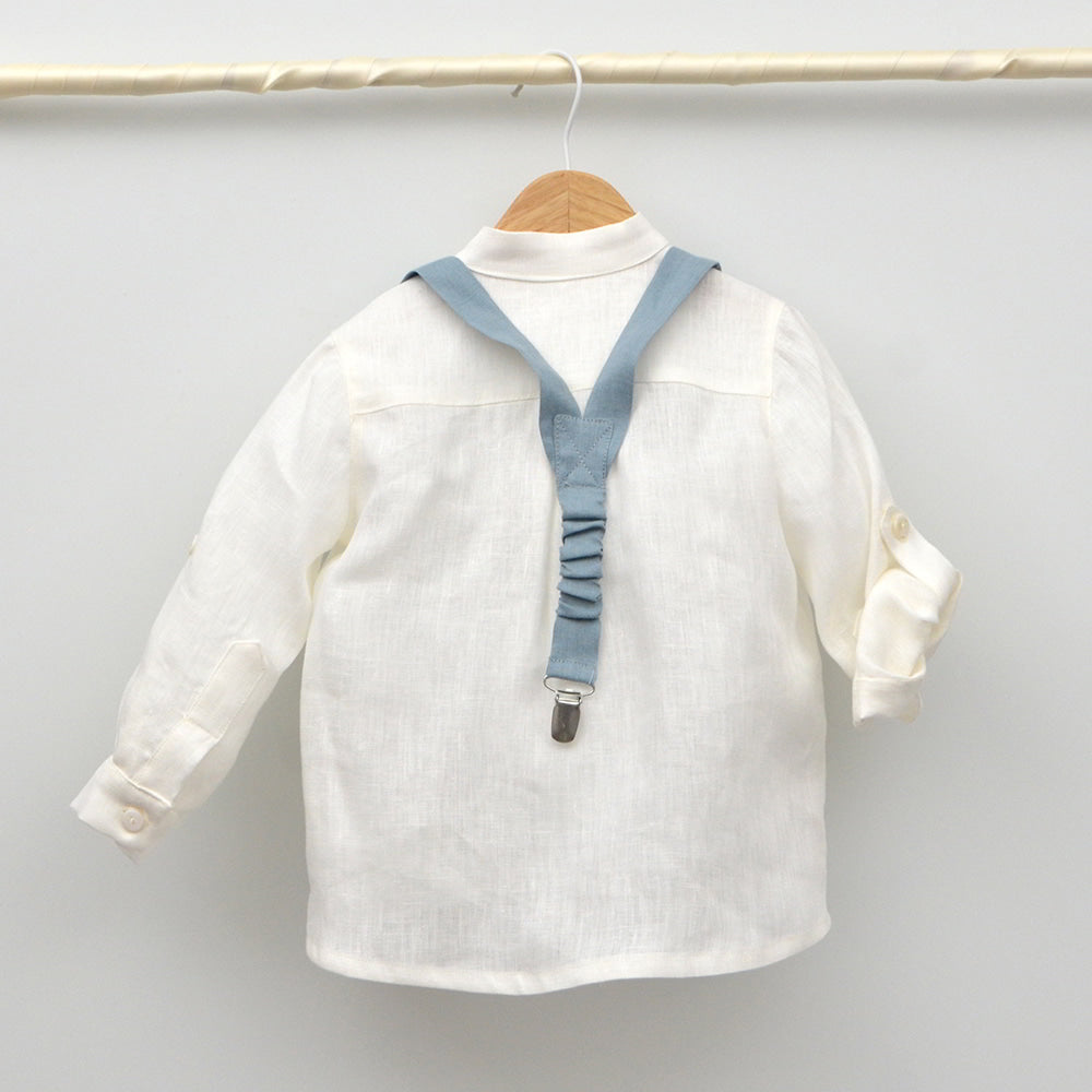 Conjunto lino Santiago con camisa, tirantes y pantalón con fajín