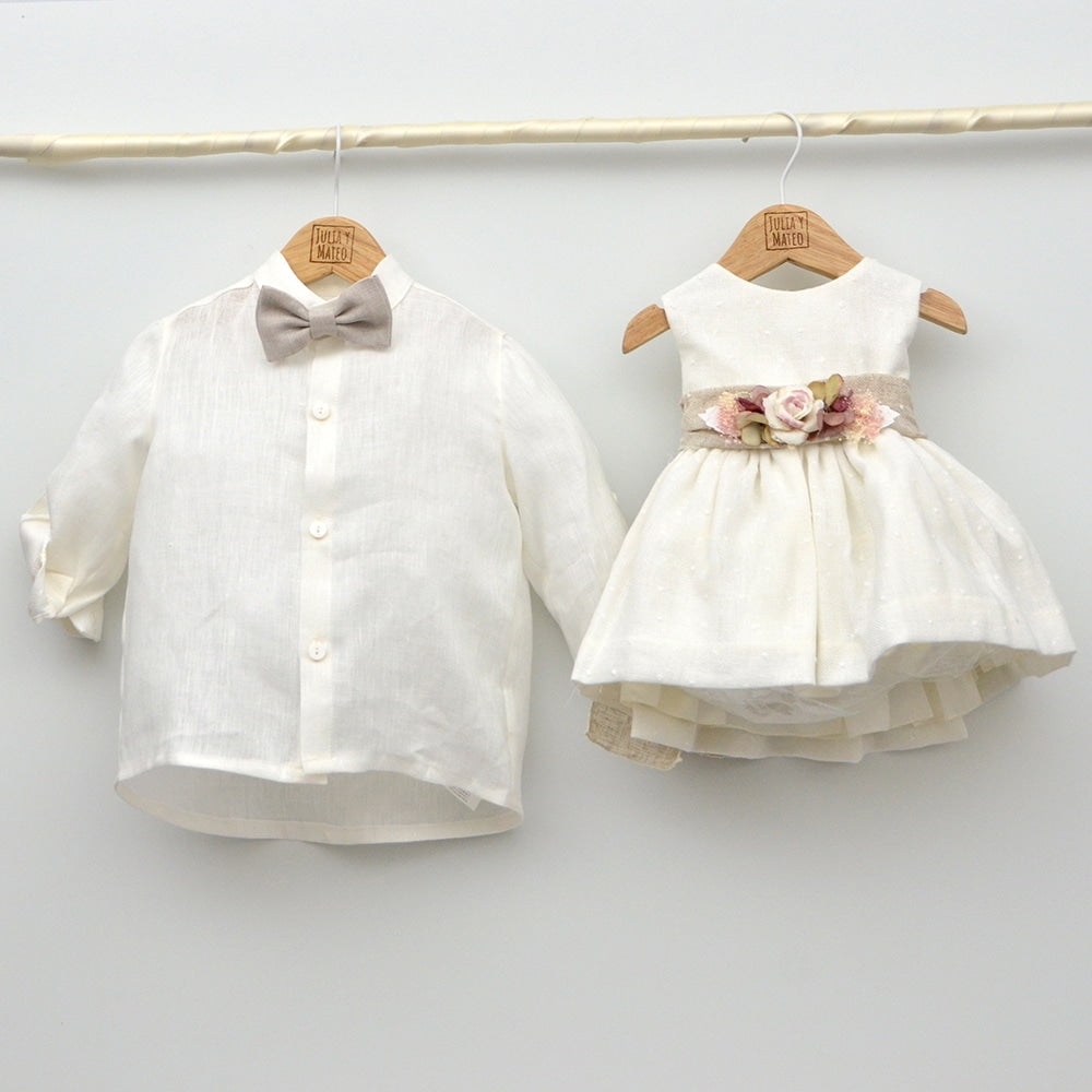 conjuntos online arras bautizo ceremonia niños 1,2,3,4,5,6,7,8 años color arena lino ocn pantalon con fajin y pajarita cermonia hecho en españa Amaya