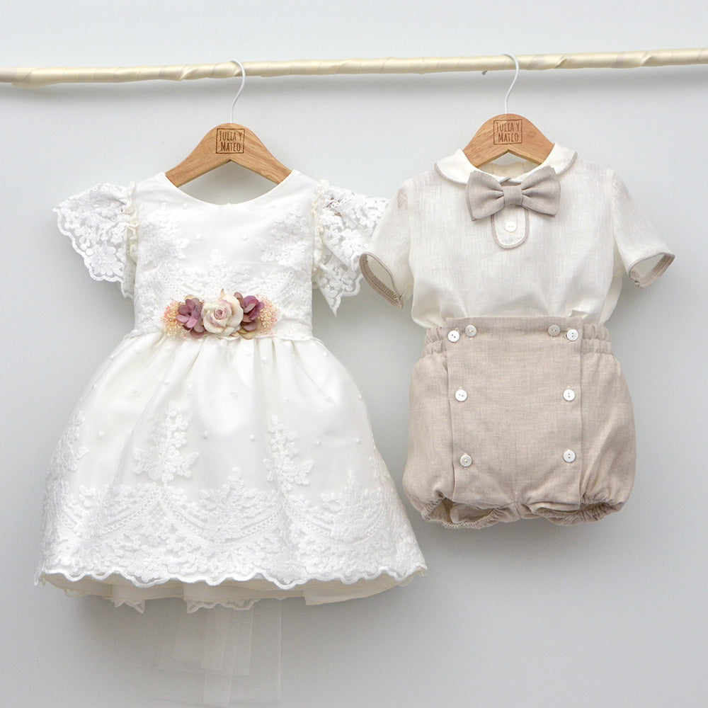 conjuntos online arras bautizo ceremonia niños 1,2,3,4,5,6,7,8 años color arena lino ocn pantalon con fajin y pajarita cermonia hecho en españa Amaya