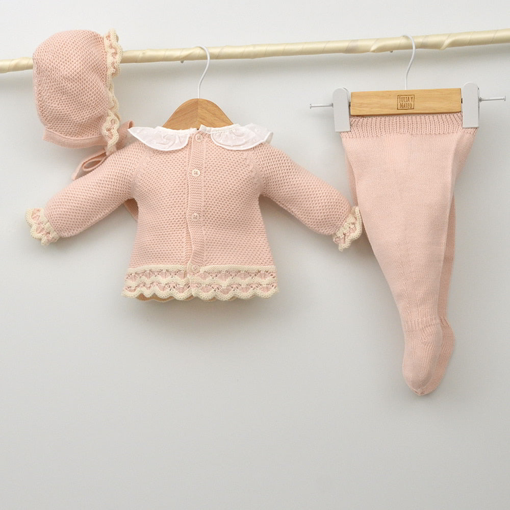 traje punto niñas invierno conjunto vestir polaina capota invierno rosa hecho en españa mayoral doña carmen tienda online canastillas bebes primeras puestas ropa para salir del hospital