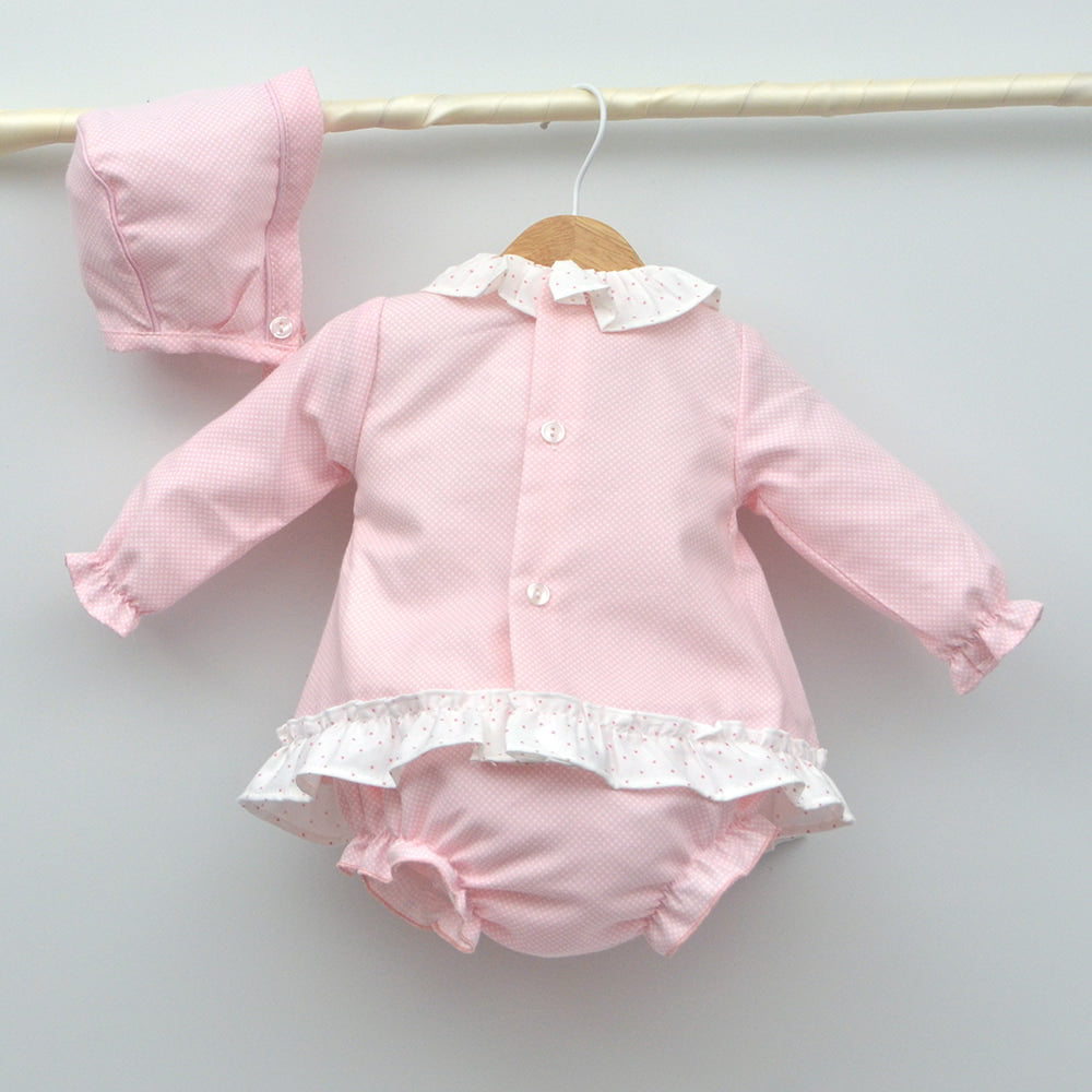 jesusito vestidos vestir niñas con capota y braguita rosa hermanas conjuntadas tienda online ropa infantil