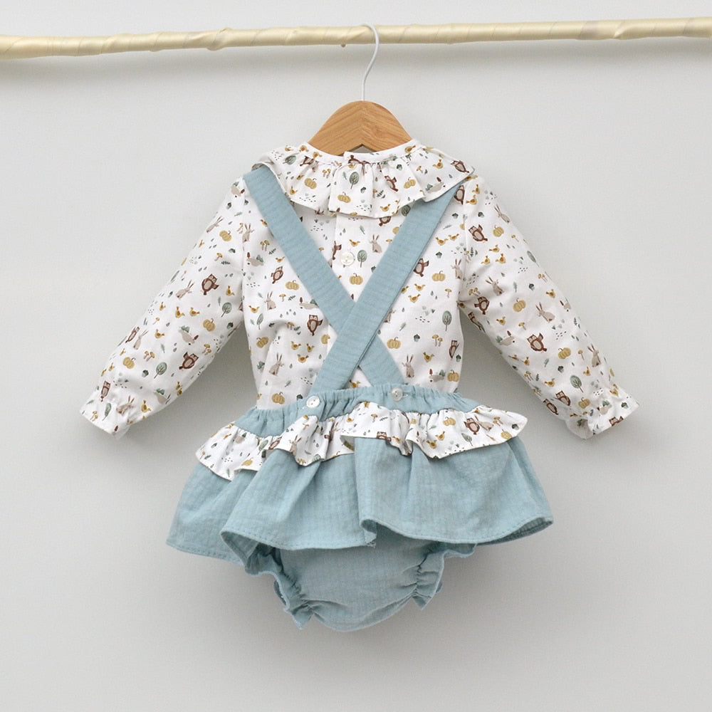 Conjunto bebé Emma con falda peto y blusita