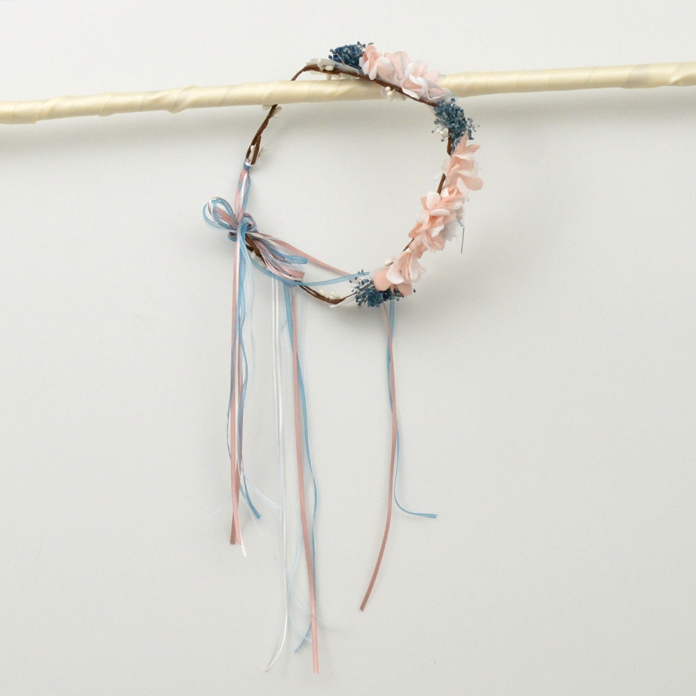 DIADEMA CORONO CEREMONIA NIÑAS ADORNOS FLORALES PARA EL PELO AZUL FELPAS PARA BEBES