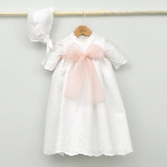 Faldón Marta de plumeti bordado con capota