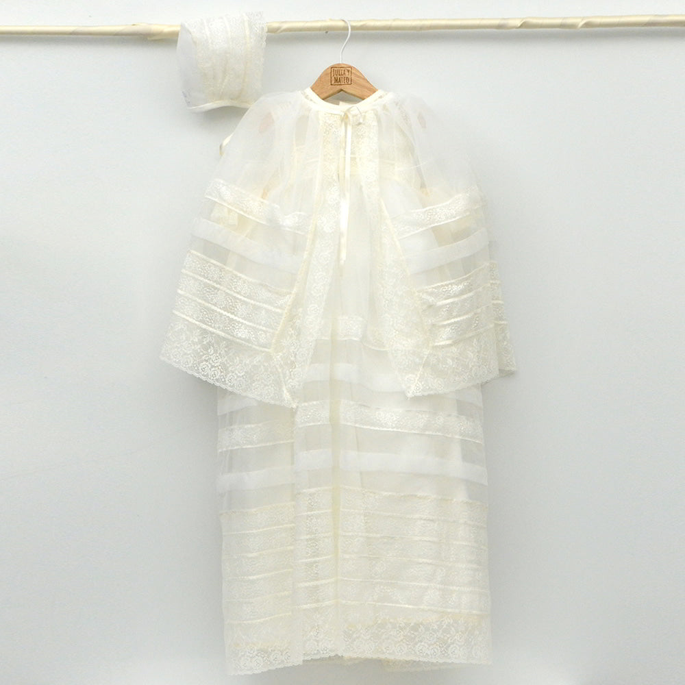 Organza Batones De Cristianar Baton Faldon Largo Bautizo Capota