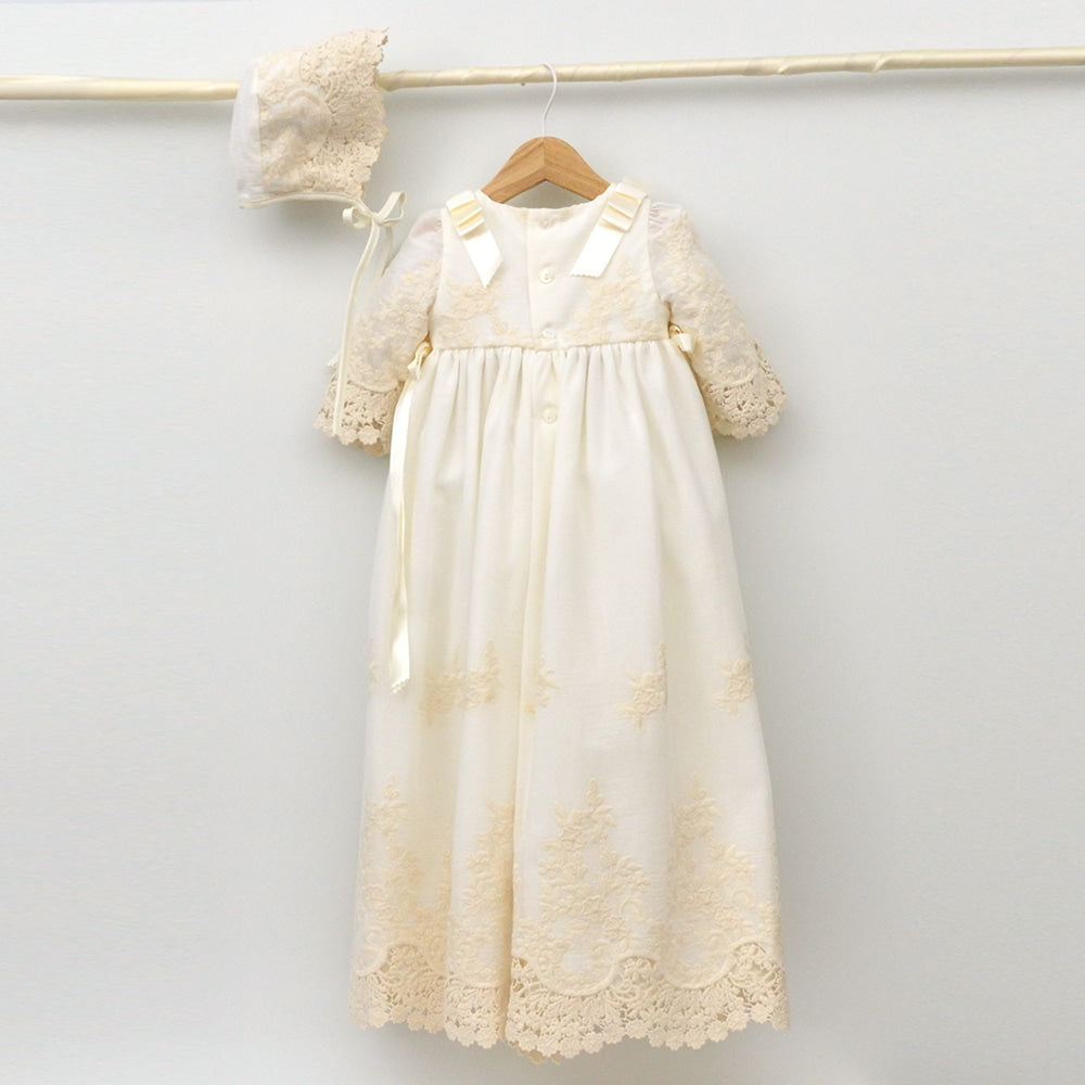 Tienda traje bautizo clasico faldones verano tradicionales hechos en españa guipur organza largos capota niños niñas bebes