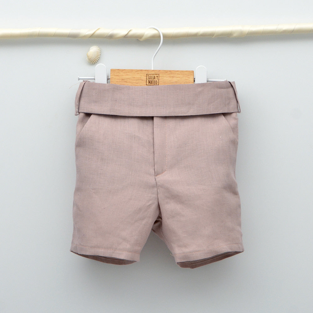 conjunto ceremonia niños para arras con pantalon con fajin en malva, rosa