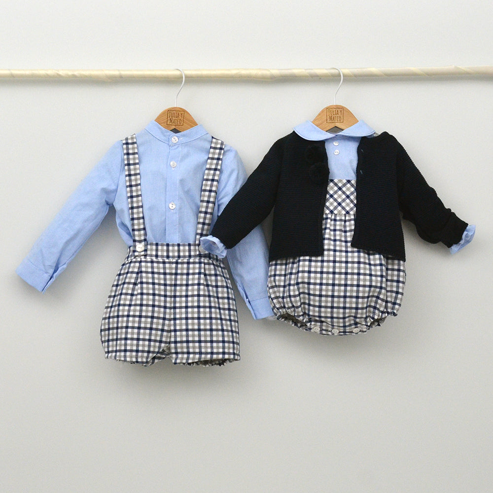Conjunto bebé de vestir con peto y camisa cuello Mao "Enzo"