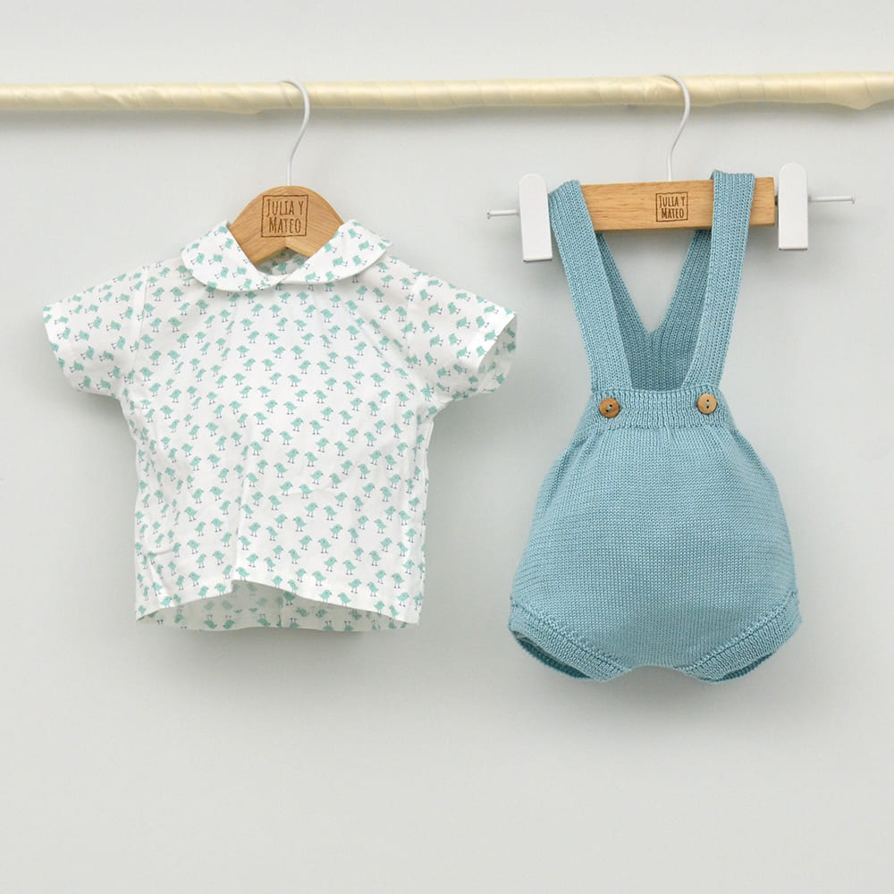 Ranita Leo de hilo con tirantes con camisa con cuello bebé