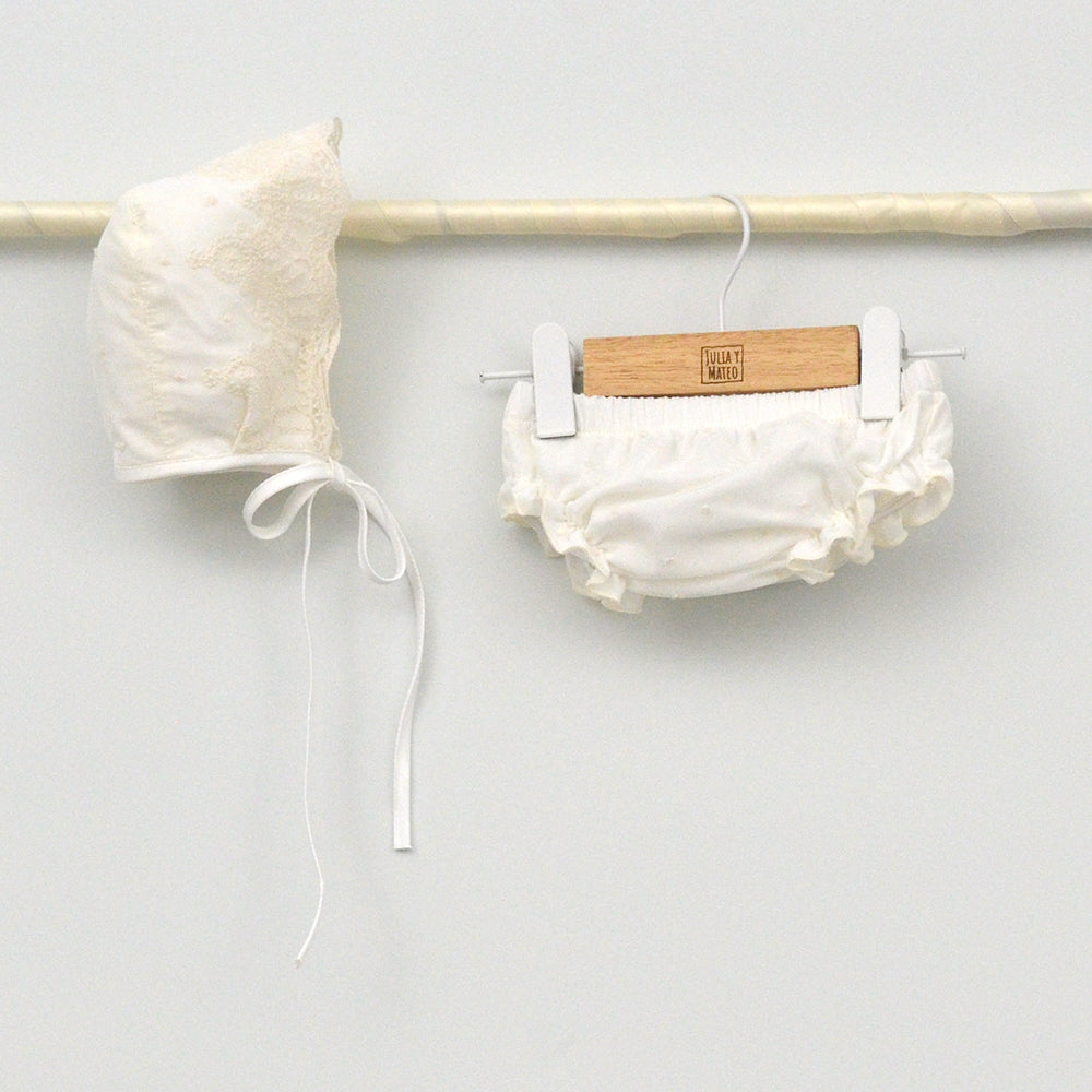 Vestido Bautizo Clara con capota y culotte