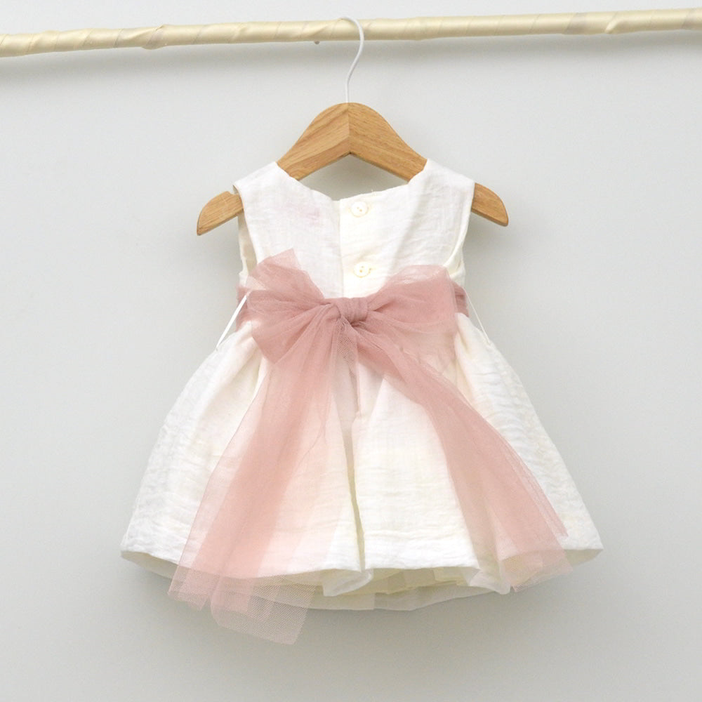Tienda online ropa eventos bodas ceremonia bautizo niñas bebes vestidos fajin adorno floral rosa estilo moderno