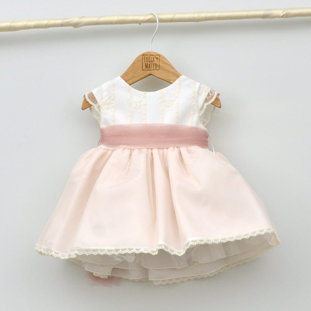 Vestido niña tul Catalina con adorno floral