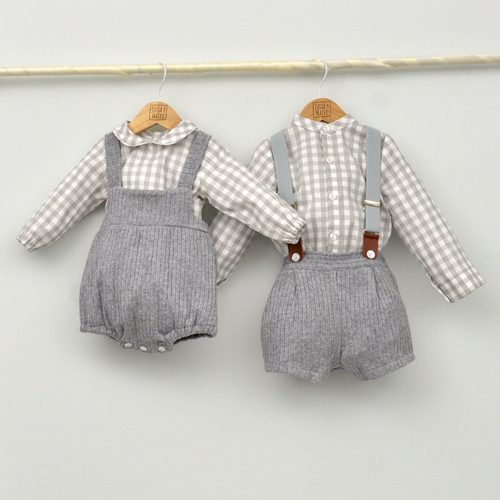 Conjunto bebé Enzo con peto y camisa cuello Mao