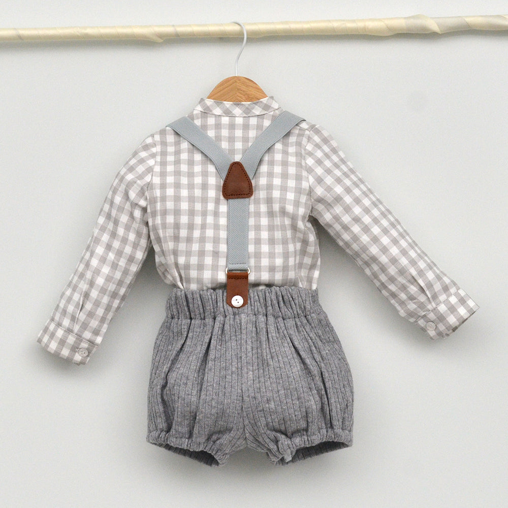 Conjunto bebé Enzo con peto y camisa cuello Mao